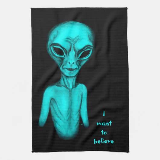 Alien, ich will glauben geschirrtuch (Vertikal)