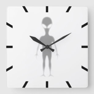 Alien im Schatten Anpassbare Druckhintergrundfarbe Quadratische Wanduhr