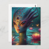 Alien im Schwimmen Postkarte (Vorne/Hinten)
