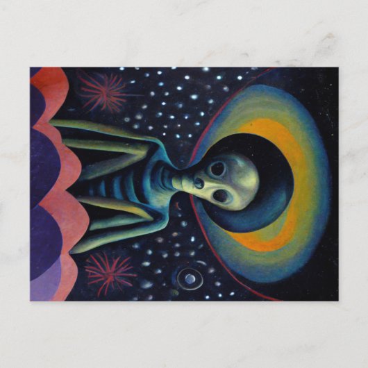 Alien im Stil der 1940er Jahre mit einem Halo-Band Postkarte (Vorderseite)