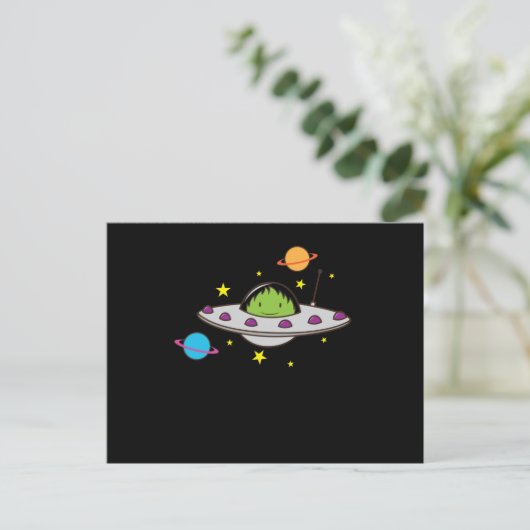 Alien im Ufo Postkarte (Stehend Vorderseite)