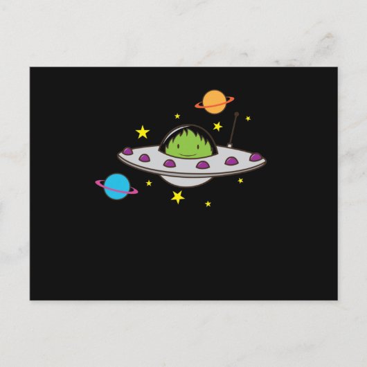 Alien im Ufo Postkarte (Vorderseite)