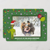 Alien im Weltraum in Weihnachtsmannmütze - Weihnac Ankündigung (Vorne/Hinten)