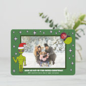 Alien im Weltraum in Weihnachtsmannmütze - Weihnac Ankündigung (Stehend Vorderseite)