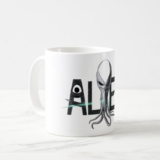 Alien im Weltraum Kaffeetasse (Vorderseite Links)