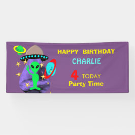 Alien im Weltraum Spaß Kinder Niedliches Party Banner