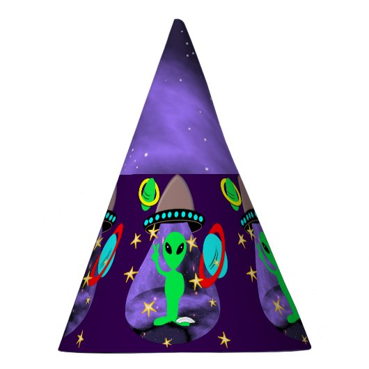 Alien im Weltraum Spaß Kinder Niedliches Party Partyhütchen (Rechts)