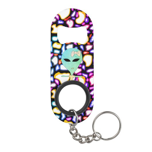 Alien in der Galaxie Mini Flaschenöffner (Rückseite)