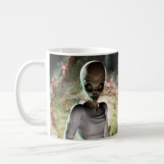 Alien in der Galaxie. Personalisiert Kaffeetasse (Links)