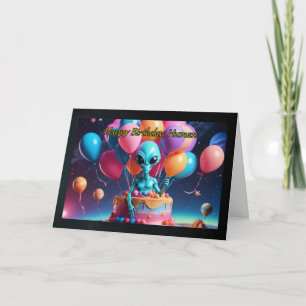 Alien in der Geburtstagskarte eines Cake Boys Karte