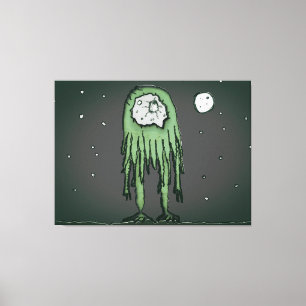 Alien in der Mittagslandschaft zeichnend Szene Leinwanddruck