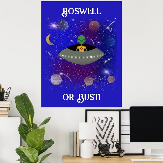 Alien in einem Raumschiff mit einem neuen T - Shir Poster (Heimbüro)