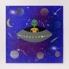 Alien in einem Raumschiff mit einem neuen T - Shir Puzzle