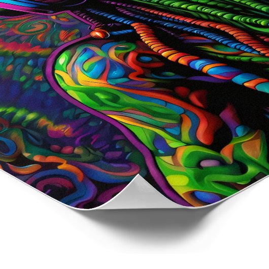 Alien in Kopfhörerkunst Poster (Ecke)