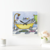 Alien in meiner Badewannenhalle Quadratische Wanduhr (Zuhause)