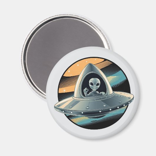 Alien in Raumfahrt Magnet (Vorderseite/Rückseite)