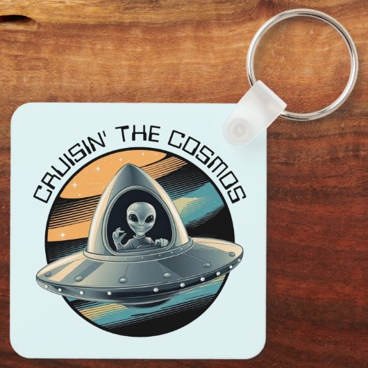 Alien in Raumfahrt Schlüsselanhänger (Rückseite)