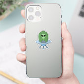 Alien in seinem kleinen Raumschiff Aufkleber (Telefon)