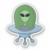 Alien in seinem kleinen Raumschiff Aufkleber (Vorderseite)