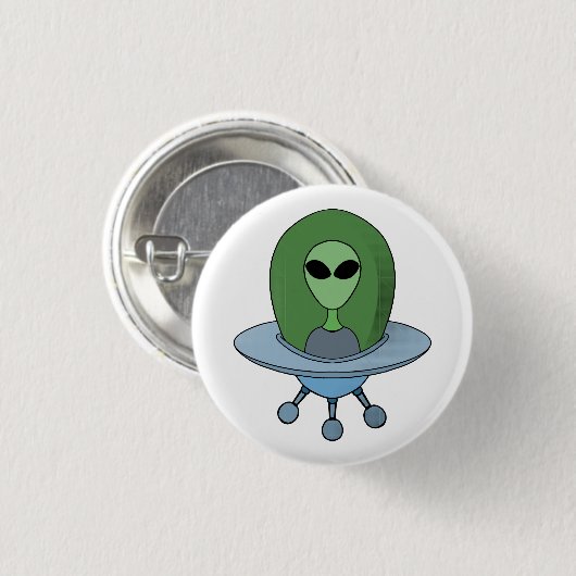 Alien in seinem kleinen Raumschiff Button (Vorne & Hinten)