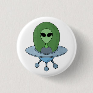 Alien in seinem kleinen Raumschiff Button