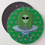 Alien in seinem kleinen Raumschiff Button (Vorne & Hinten)