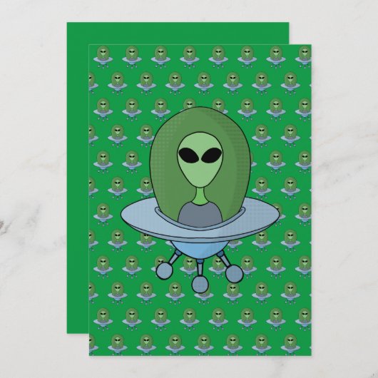 Alien in seinem kleinen Raumschiff Dankeskarte (Vorne/Hinten)