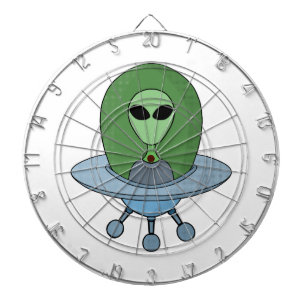 Alien in seinem kleinen Raumschiff Dartscheibe