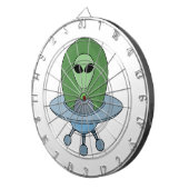 Alien in seinem kleinen Raumschiff Dartscheibe (Vorderseite rechts)