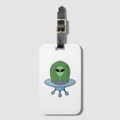 Alien in seinem kleinen Raumschiff Gepäckanhänger (Vorderseite Vertikal)