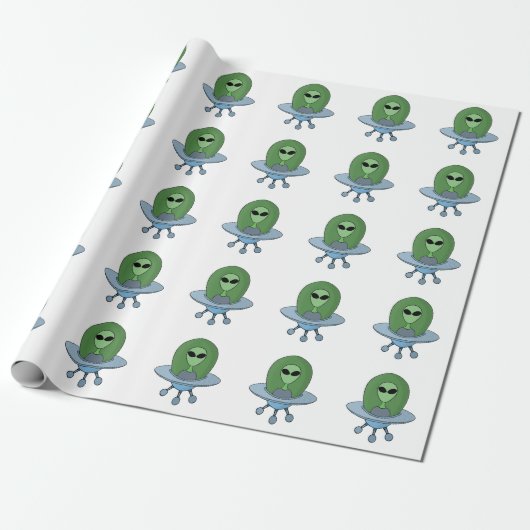 Alien in seinem kleinen Raumschiff Geschenkpapier (Ungerollt)