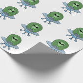 Alien in seinem kleinen Raumschiff Geschenkpapier (Ecke)