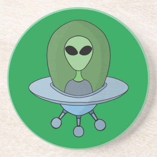 Alien in seinem kleinen Raumschiff Getränkeuntersetzer (Vorne)