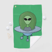 Alien in seinem kleinen Raumschiff Golfhandtuch (Insitu)
