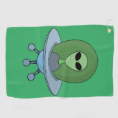 Alien in seinem kleinen Raumschiff Golfhandtuch (Horizontal)