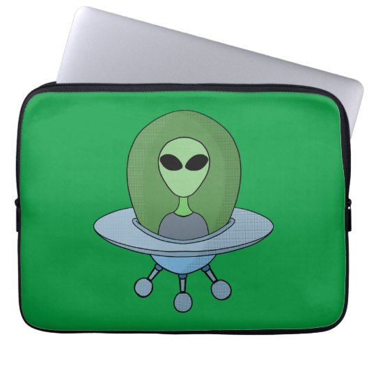 Alien in seinem kleinen Raumschiff Laptopschutzhülle (Vorderseite)