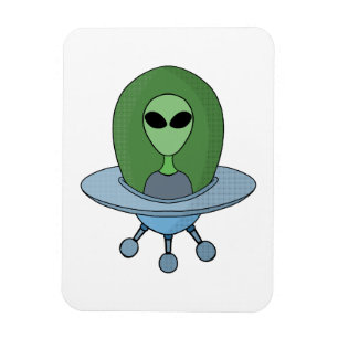 Alien in seinem kleinen Raumschiff Magnet