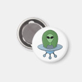 Alien in seinem kleinen Raumschiff Magnet (Vorderseite/Rückseite)