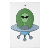 Alien in seinem kleinen Raumschiff Mini Klemmbrett (Rückseite)