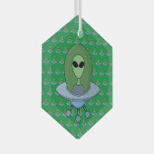 Alien in seinem kleinen Raumschiff Ornament Aus Glas (Vorderseite Rechts)