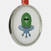 Alien in seinem kleinen Raumschiff Ornament Aus Metall (Rechts)