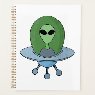 Alien in seinem kleinen Raumschiff Planer