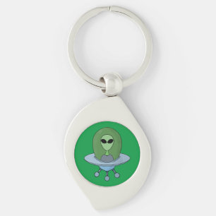 Alien in seinem kleinen Raumschiff Schlüsselanhänger