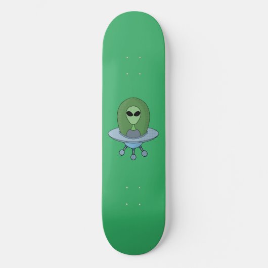 Alien in seinem kleinen Raumschiff Skateboard (Vorderseite)