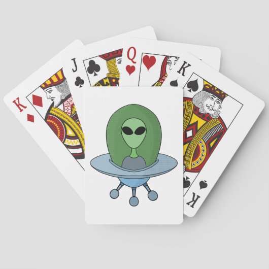 Alien in seinem kleinen Raumschiff Spielkarten (Rückseite)