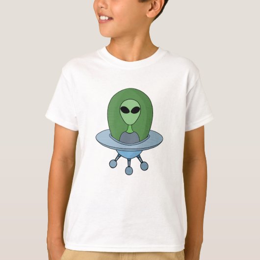 Alien in seinem kleinen Raumschiff T-Shirt (Vorderseite)