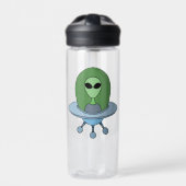 Alien in seinem kleinen Raumschiff Trinkflasche (Vorderseite)