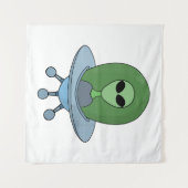 Alien in seinem kleinen Raumschiff Wandteppich (Vorderseite (Horizontal))