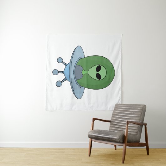 Alien in seinem kleinen Raumschiff Wandteppich (Beispiel (Horizontal))