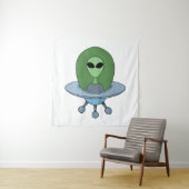 Alien in seinem kleinen Raumschiff Wandteppich (Beispiel)